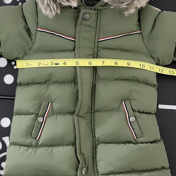 Tartine et Chocolat Baby Khaki Green Hooded Bunting Puffy Snowsuit Faux Fur 3M - Picture 15 of 16